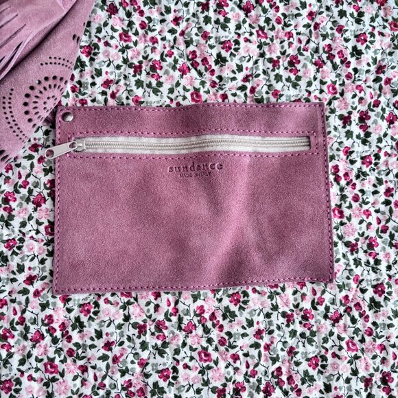 Sundance Delight Laser-Cut Suede Boho Tote Bag in Dusty Pink - Picture 8 of 10